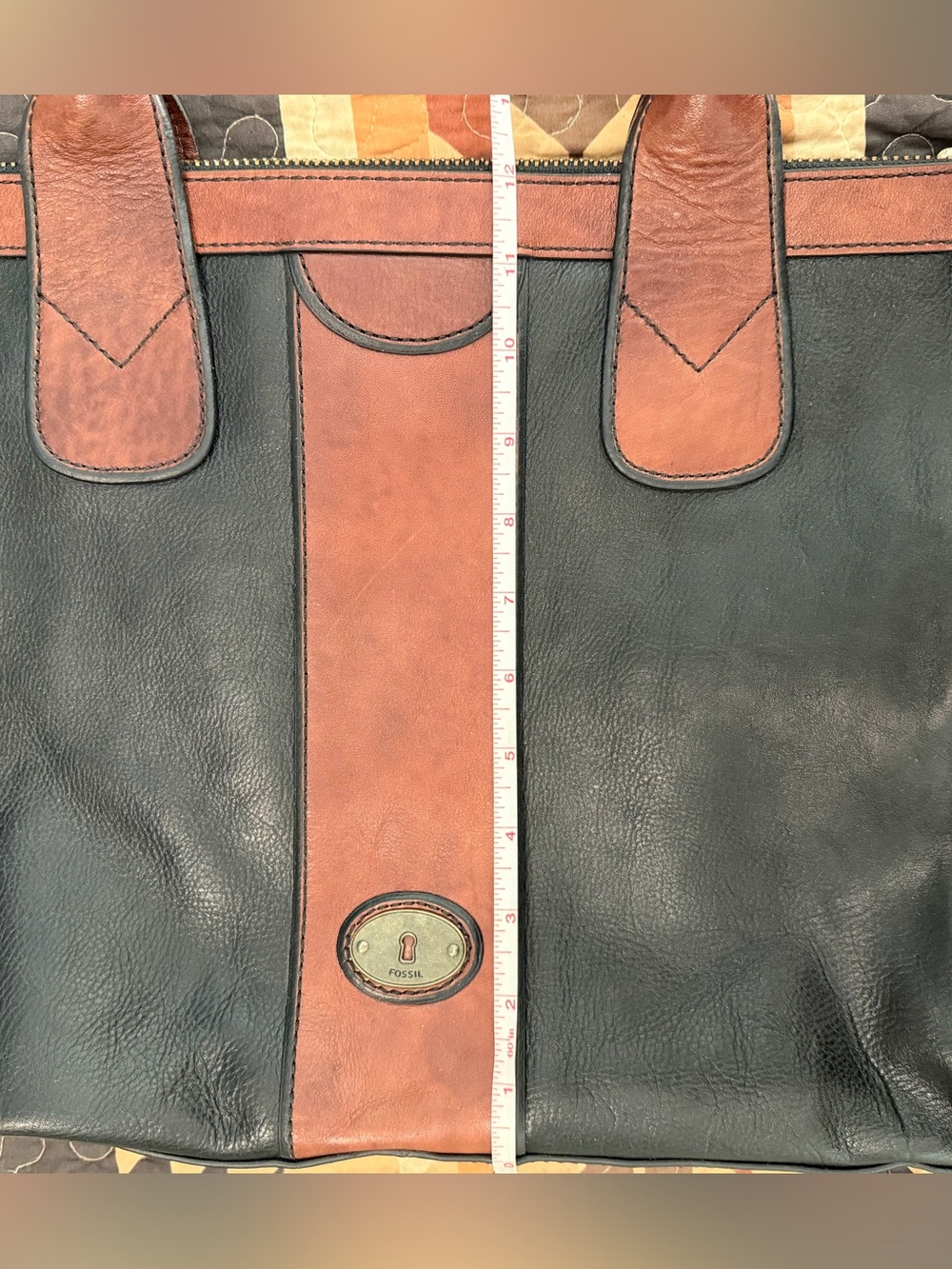 FOSSIL Reissue Weekender Black/ Brown Leather Satchel Shoulder Bag - Picture 15 of 16